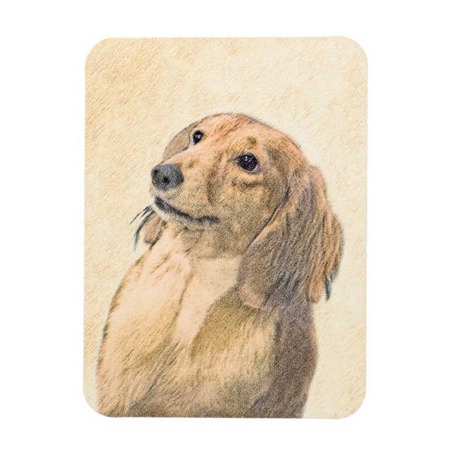 Imán Pintura de Dachshund (de cabello largo) - Arte Per (Vertical)
