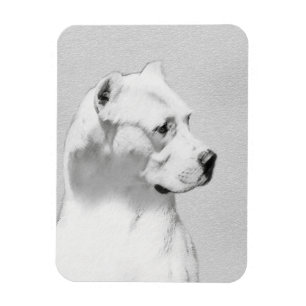 Imán Pintura de Dogo Argentino - Arte original del perr