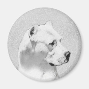 Imán Pintura de Dogo Argentino - Arte original del perr