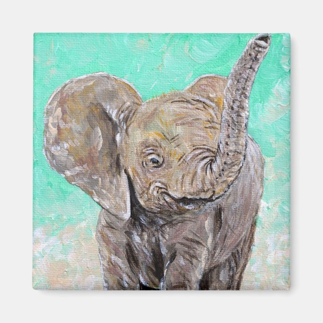 Imán Pintura de elefante bebé (Frente)