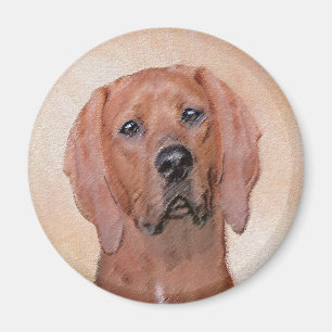 Imán Pintura de esquinas rojas - Arte de perros origina