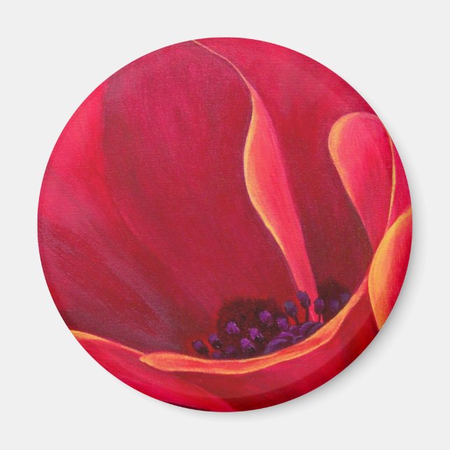 Imán Pintura de flor de amapola roja - Multi (Frente)