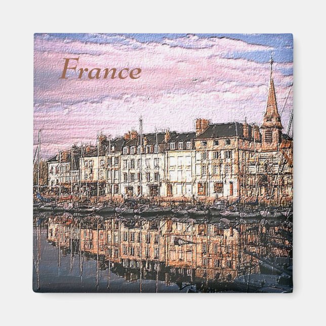 Imán Pintura de fotos de puerto francés (Frente)