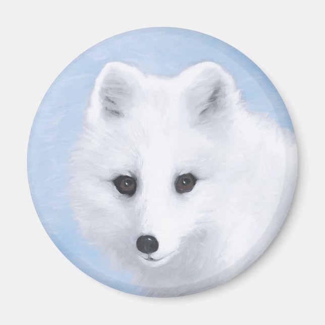 Imán Pintura de Fox Ártica - Arte de Vida Silvestre Ori (Frente)