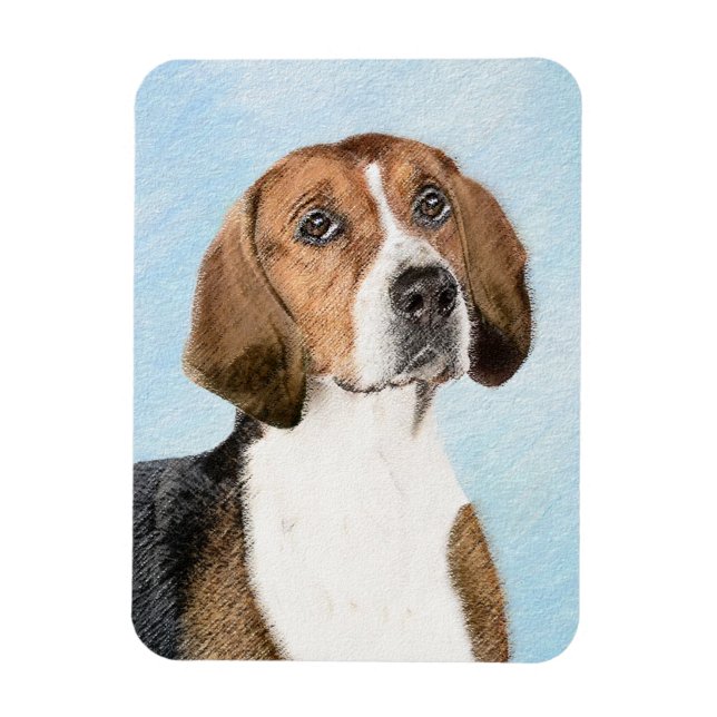 Imán Pintura de Foxhound inglesa - Arte Perro Original  (Vertical)