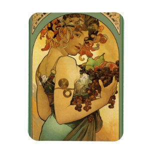 Imán Pintura de fruta de Alphonse Mucha