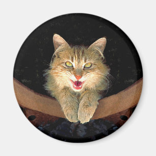 Imán Pintura de gato loco - Arte de gato original lindo