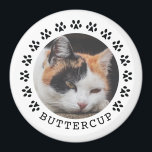 Imán Pintura de gato negra imprime la foto del marco de<br><div class="desc">La pata del gato imprime el marco de la foto del gato mascota personalizado.</div>