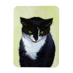 Imán Pintura de gatos de Tuxedo - Arte de gatos origina