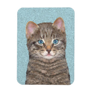 Imán Pintura de gatos en la mesa gris - Arte de gatos o