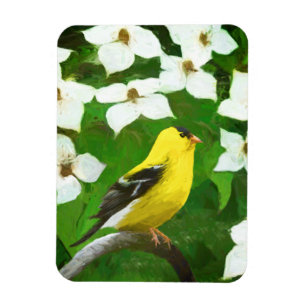 Imán Pintura de Goldfinch - Arte de Perro Original.