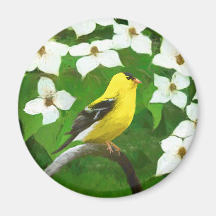 Imán Pintura de Goldfinch - Arte de Perro Original.