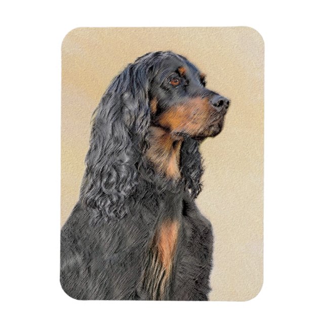 Imán Pintura de Gordon Setter - Arte de Perro Original. (Vertical)