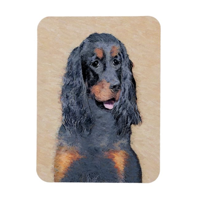 Imán Pintura de Gordon Setter - Arte de Perro Original. (Vertical)