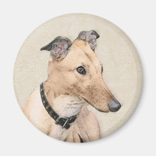 Imán Pintura de Greyhound - Arte de perro original cura