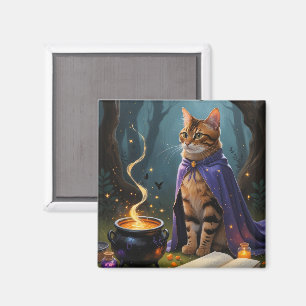 Imán Pintura de Halloween con gatos bengalíes