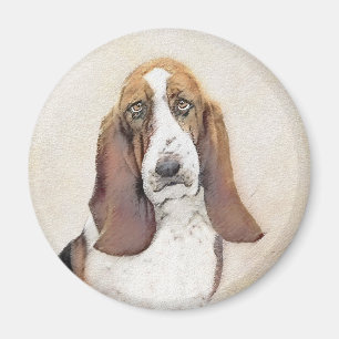 Imán Pintura de hebilla de basset - Arte de perro origi