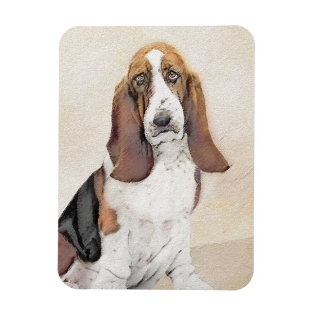 Imán Pintura de hebilla de basset - Arte de perro origi (Vertical)