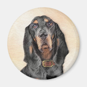 Imán Pintura de hongos negros y morenos - Arte de perro