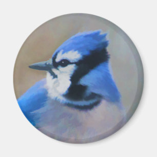 Imán Pintura de Jay azul - Arte de pájaro original