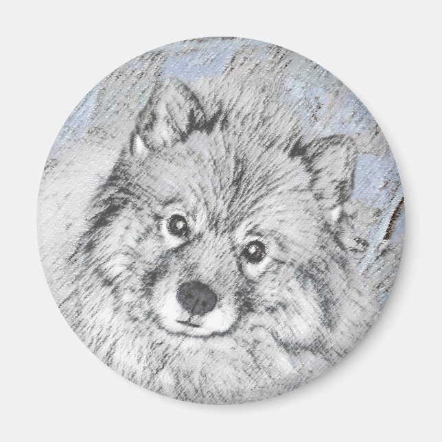 Imán Pintura de Keeshond Beth - Arte de Perro Original. (Frente)