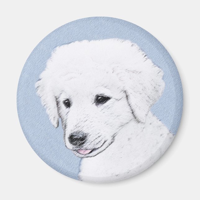 Imán Pintura de Kuvasz - Arte de perro original lindo (Frente)