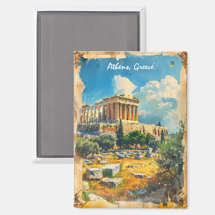 Imán Pintura de la Acrópolis de Atenas Grecia