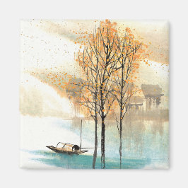 Imán Pintura de la aldea natural