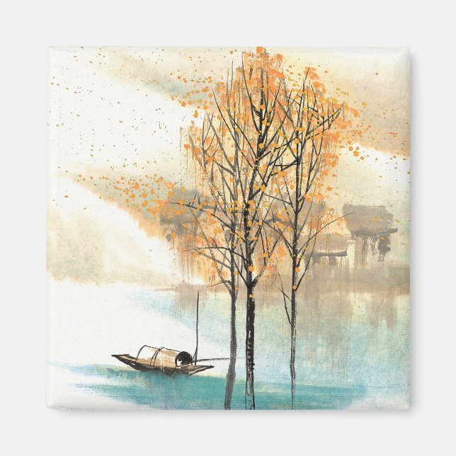 Imán Pintura de la aldea natural (Frente)