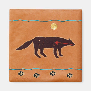 Imán Pintura de la luna del lobo