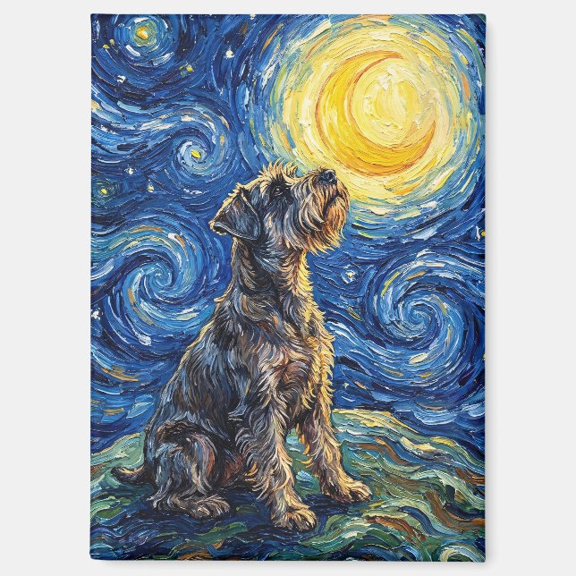 Imán Pintura de la noche estrellada de Schnauzer (Anverso)