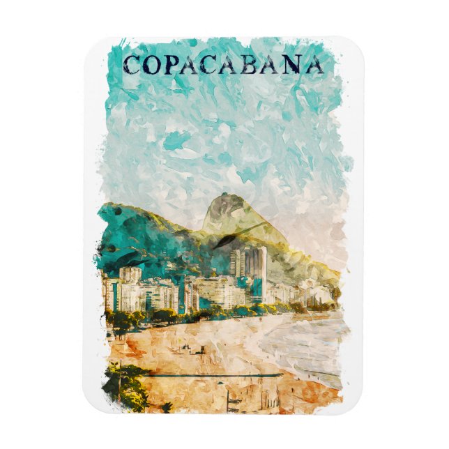 Imán Pintura de la playa de Copacabana (Vertical)