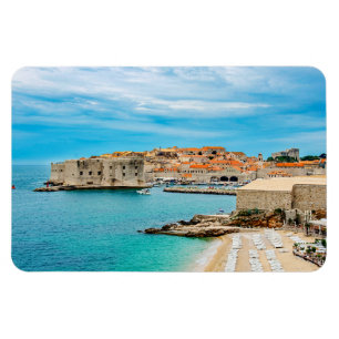 Imán Pintura de la playa de Dubrovnik