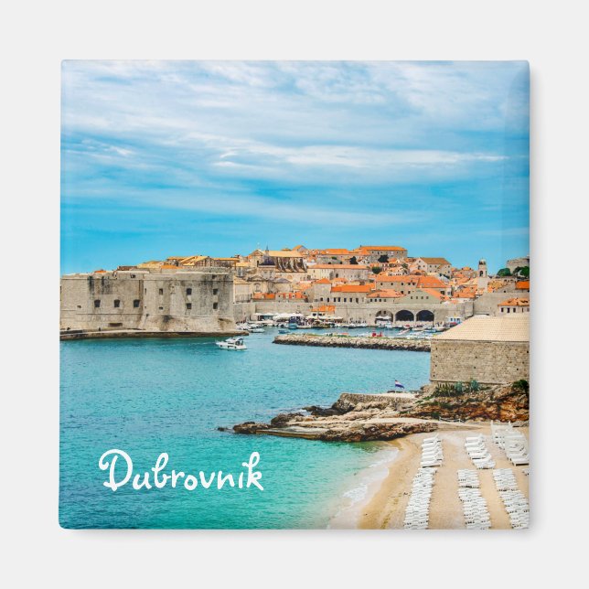 Imán Pintura de la playa de Dubrovnik Magnet (Frente)