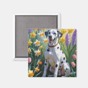 Imán Pintura de la primavera de perro de Dalmacia