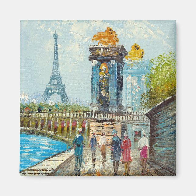 Imán Pintura De La Torre Eiffel De París (Frente)