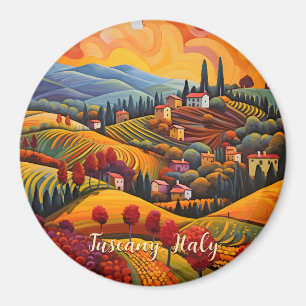 Imán Pintura de la Toscana en otoño   Italia   Arte de