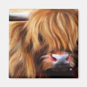 Imán Pintura de la vaca de la montaña