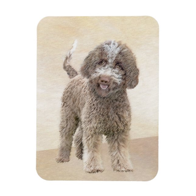 Imán Pintura de Lagotto Romagnolo - Arte de perro origi (Vertical)