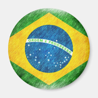 Imán Pintura de lápiz de bandera brasileña