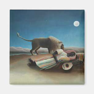 Imán Pintura de león gitano durmiente de Henri Rousseau