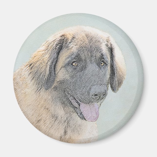 Imán Pintura de Leonberger - Arte de Perro Original. (Frente)