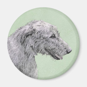 Imán Pintura de lobo irlandesa - Arte de perro original