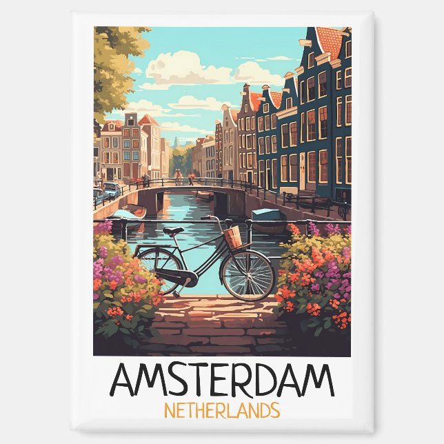 Imán Pintura de los Países Bajos de Amsterdam de época (Anverso)