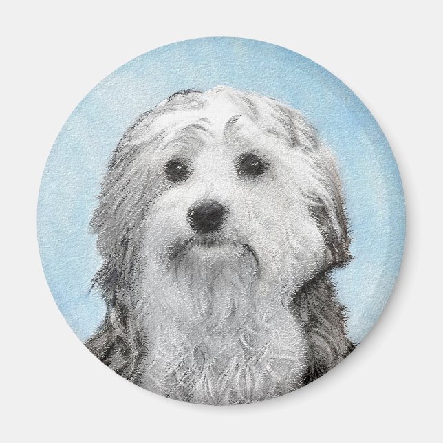 Imán Pintura de Lowchen - Arte de perro original muy li (Frente)