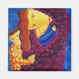 Imán Pintura de madre e hijos Familia Arte moderno