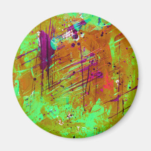 Imán Pintura de mancha de abstrato verde neón colorida