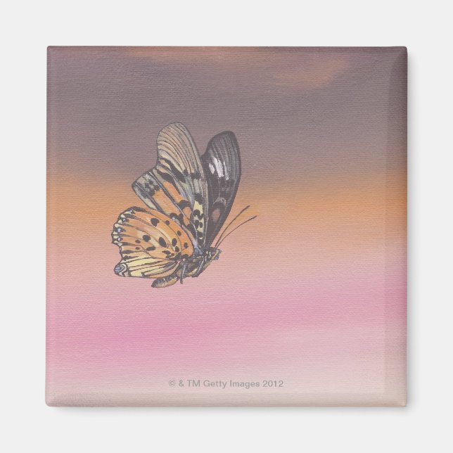 Imán Pintura de mariposa en vuelo (Frente)