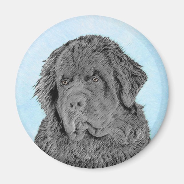 Imán Pintura de Newfoundland - Cute original Dog Art (Frente)
