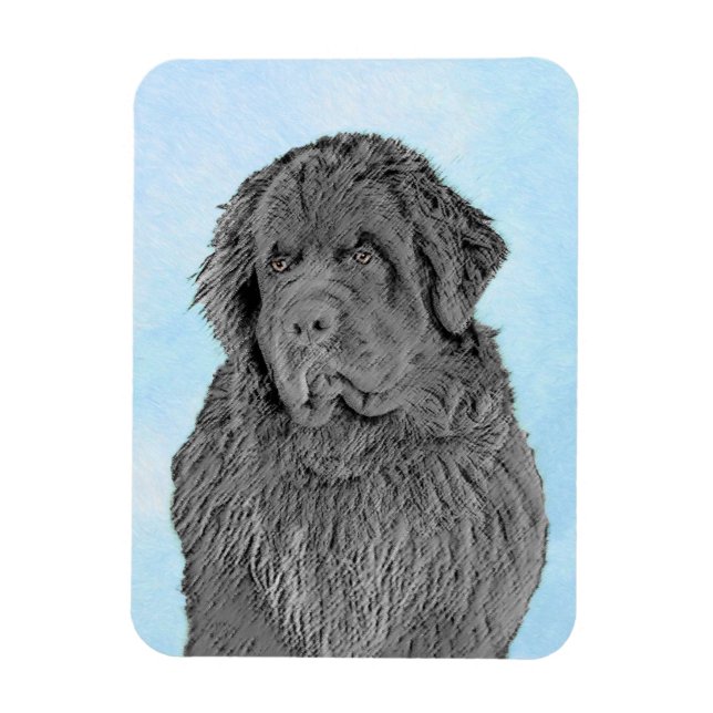 Imán Pintura de Newfoundland - Cute original Dog Art (Vertical)